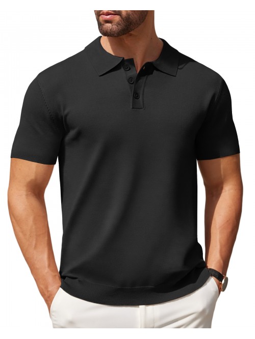 Coshow Mens Polo Shirts Short Sleeve Knit Golf Shi...