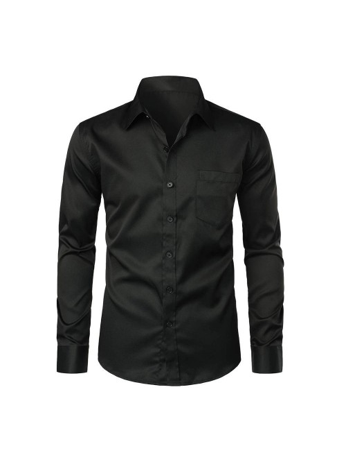 Mens Dress Shirt Long Sleeve Button Down Shirts Sl...