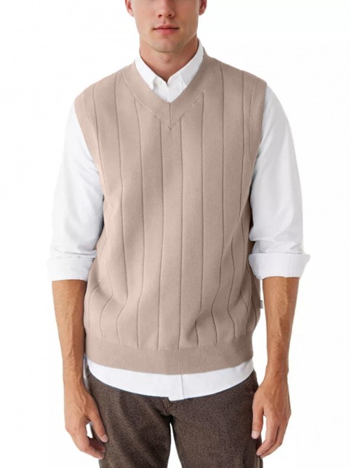 Coshow Men’s Blended Cable Knit Sweater Vest V Nec...